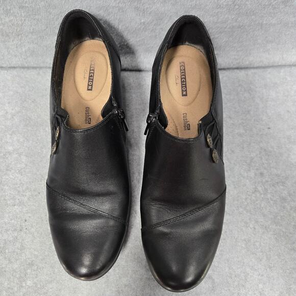 Clarks Emslie Warren Black Heeled Loafers Size 9.5 - Picture 2 of 10
